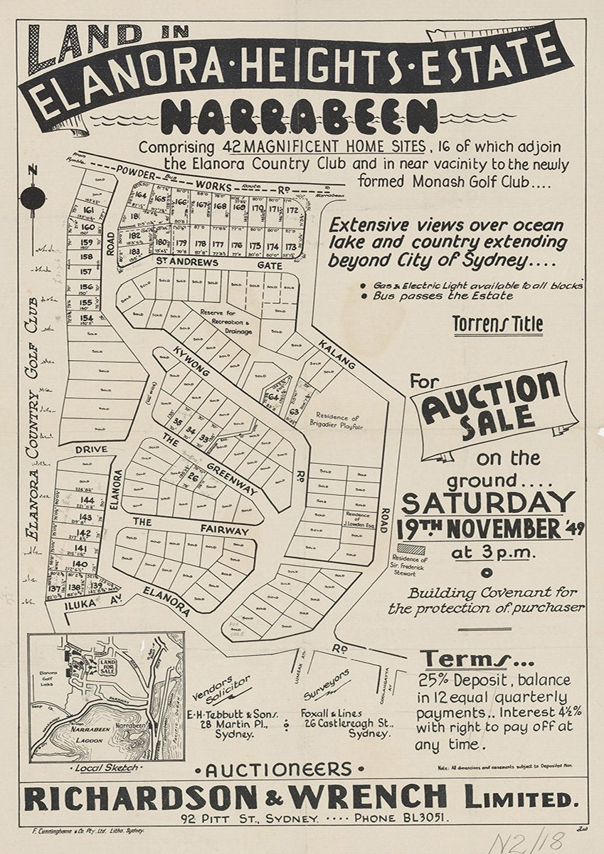 Powder Works Rd, Elanora Rd, Iluka Ave, The Fairway Rd, The Greenway Rd, Kywong Rd, St Andrews Gate, Kalang Rd, Coolangatta Ave, Lumeah Ave, Elanora Heights NSW 1949