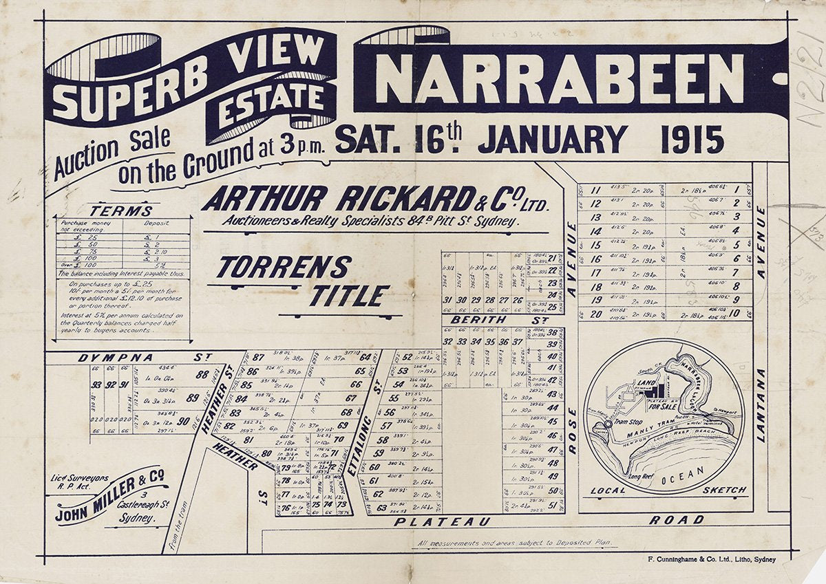 Dympna St, Heather St, Ettalong St, Berth St, Rose Ave, Lantana Ave, Plateau Rd, Berith St, Veterans Pde, Wheeler Heights NSW 1915