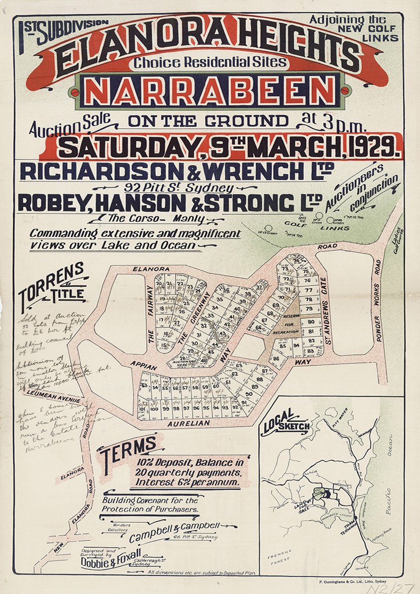 Elanora Rd, Leumeah Ave, Aurelian Way, Powder Works Rd, St Andrews Gate, Appian Way, The Greenway, The Fairway, Elanora Heights NSW 1929