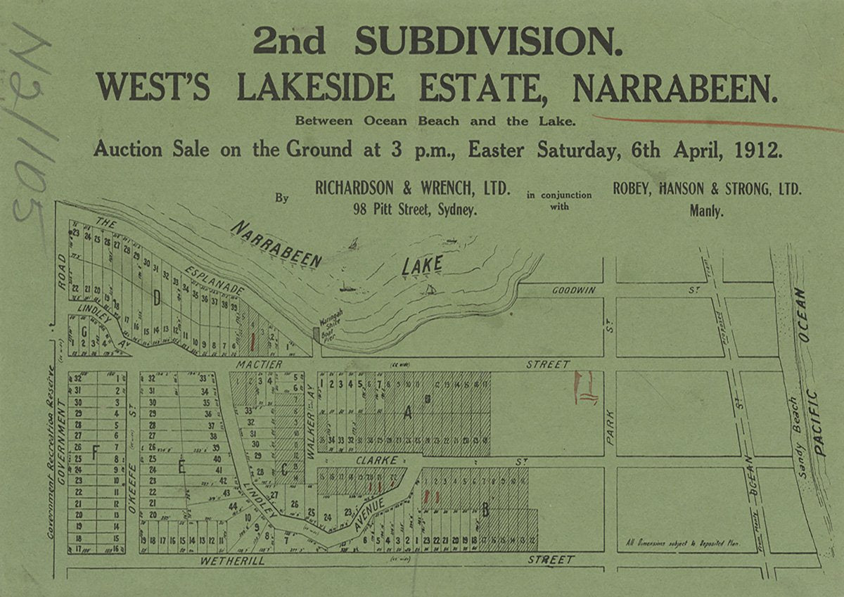 The Esplanade, O'Keefe Ave, Wetherill St, Lindley Ave, Clarke St, Mactier St, Walker Ave, Goodwin St, Park St, Ocean St, Fuller St, Veterans Pde, Narrabeen NSW 1912