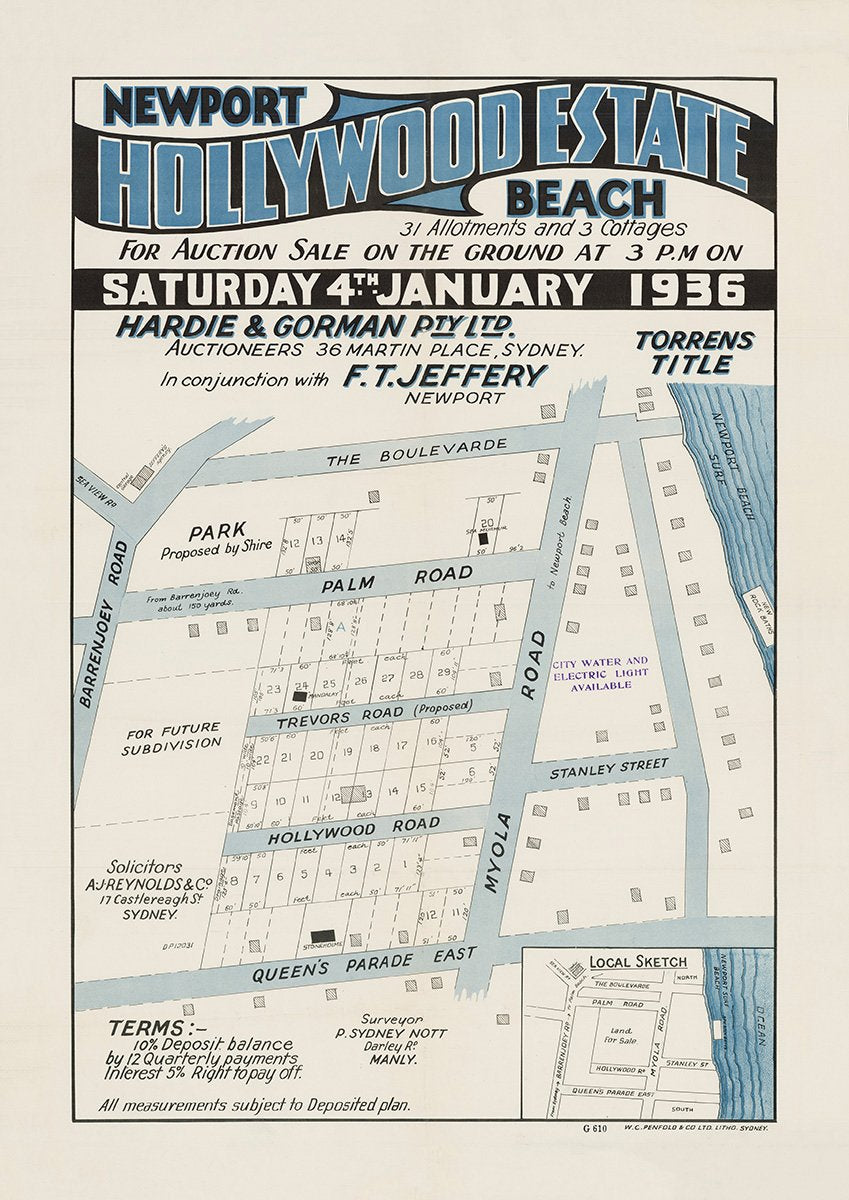 Barrenjoey Rd, The Boulevarde, Palm Rd, Trevors Rd, Hollywood Rd, Queen's Pde East, Myola Rd, Stanley St, Seaview Rd, Trevor Rd, Newport, Pittwater NSW 1936