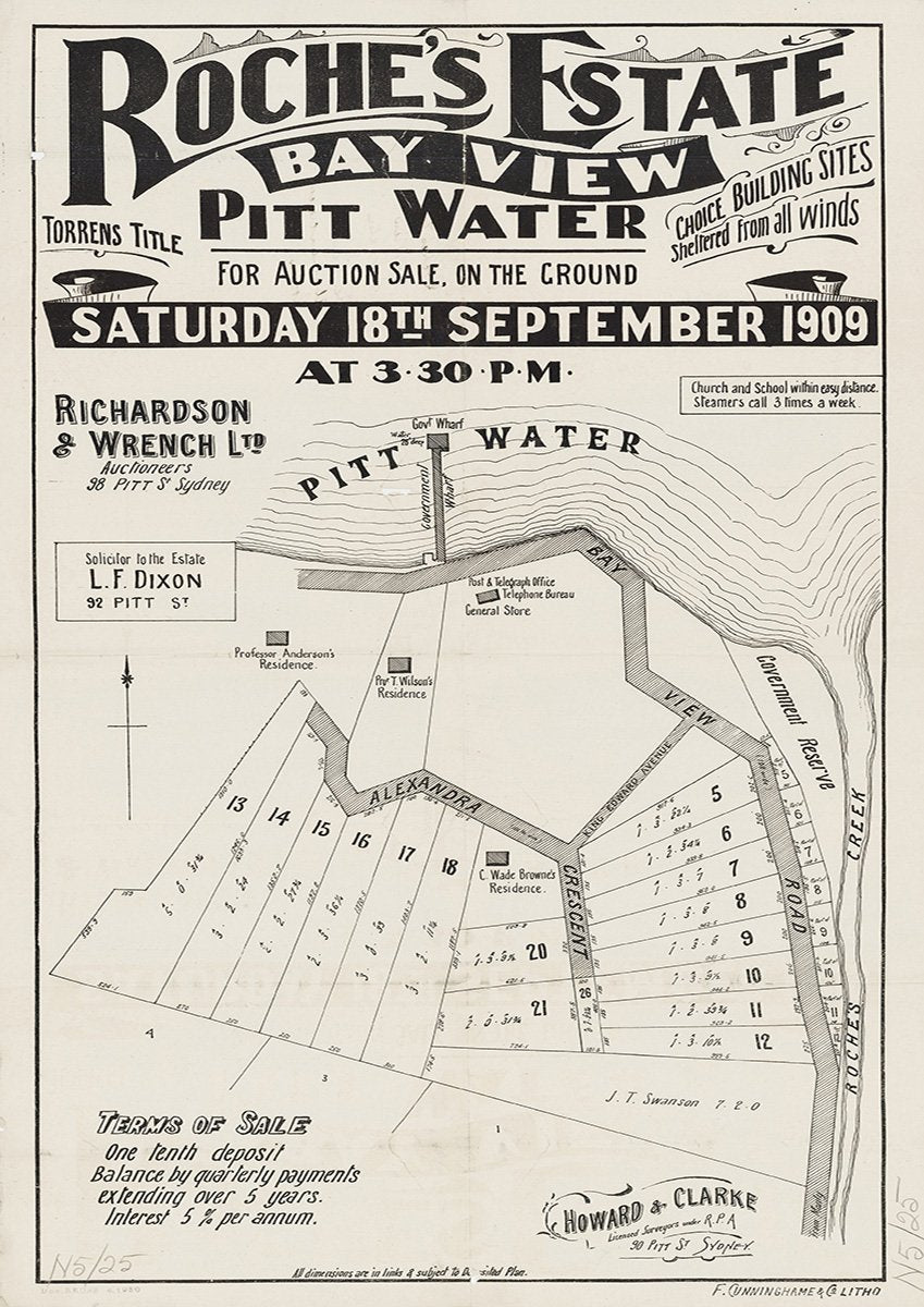 Alexander Crescent, Bay View Rd, Pittwater Rd, Alexandra Cres, King Edward Ave, Fermoy Ave, Roches Ave, Bayview NSW 1909