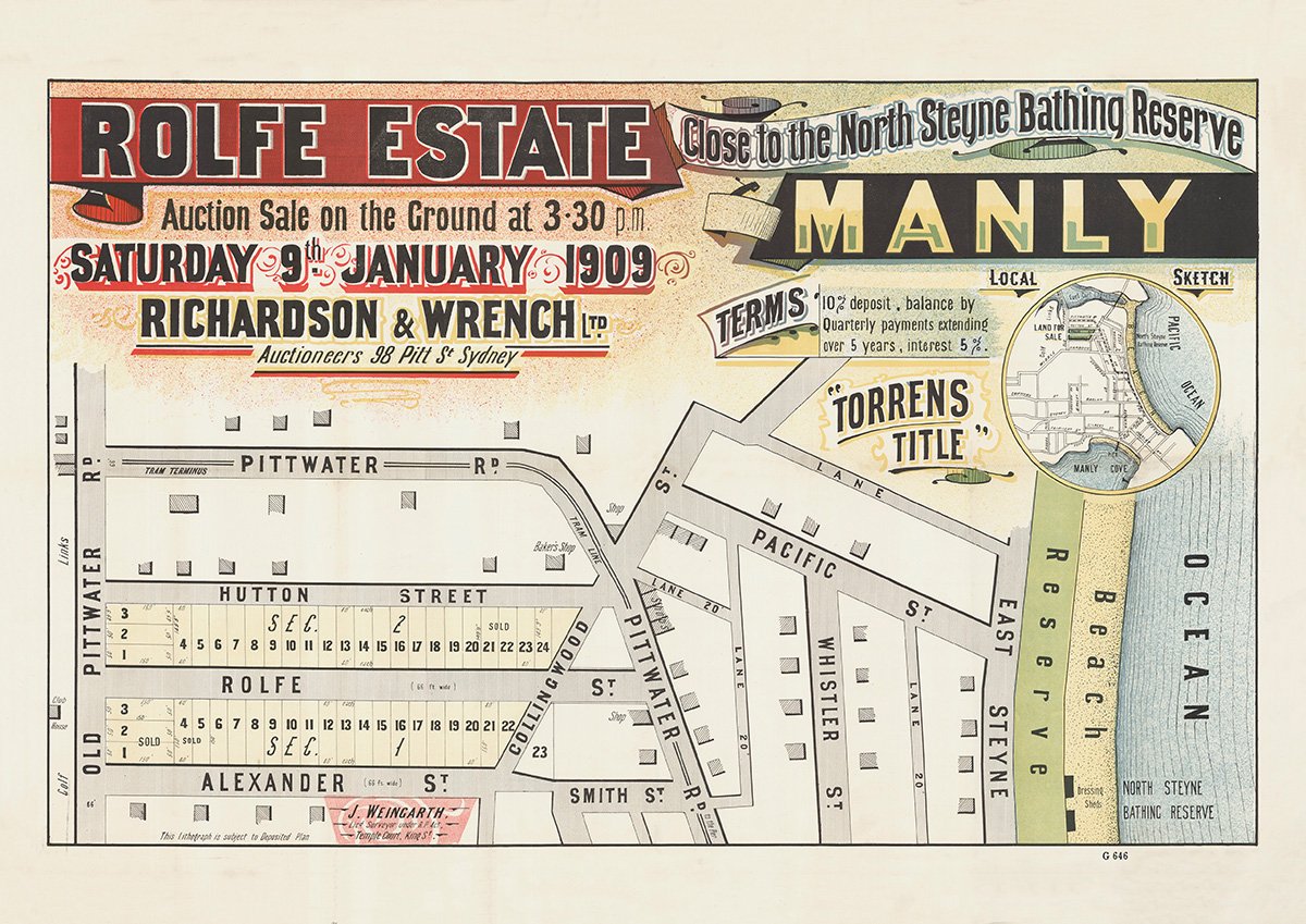 Old Pittwater Rd,Hutton St, Alexander St, Collingwood St, Rolfe St, Pacific St, East Steyne, Whistler St, Smith St, Malvern Ave, Pine Ln, Ruby Ln, Pittwater Rd, Manly NSW 1909