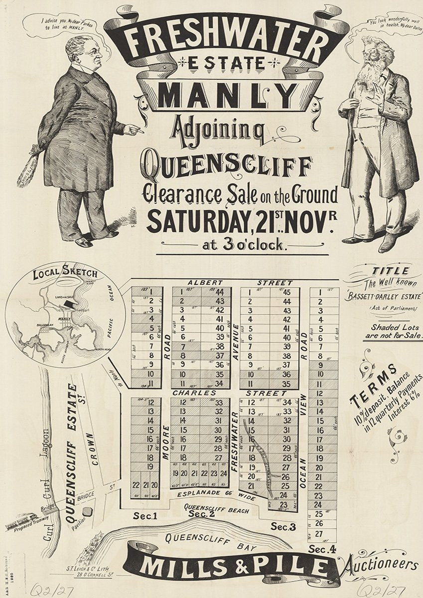 Albert St, Ocean View Rd, Moore Rd, Freshwater Ave, Charles St, Kooloola Ave, Crown St, Esplanade, Bridge St, Freshwater NSW 1884