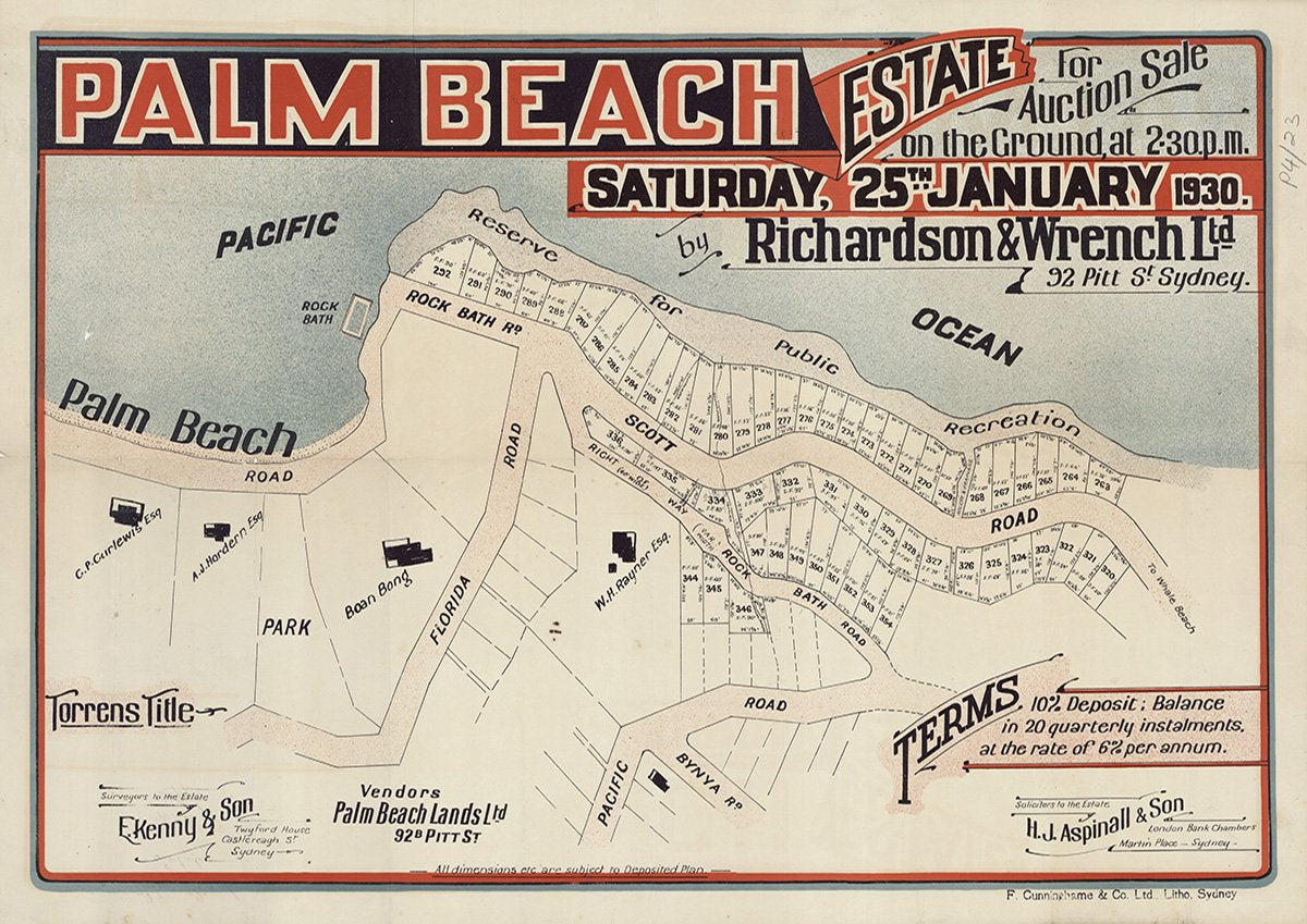 Rock Bath Rd, Scott Rd, Florida Rd, Pacific Rd, Palm Beach NSW 1930