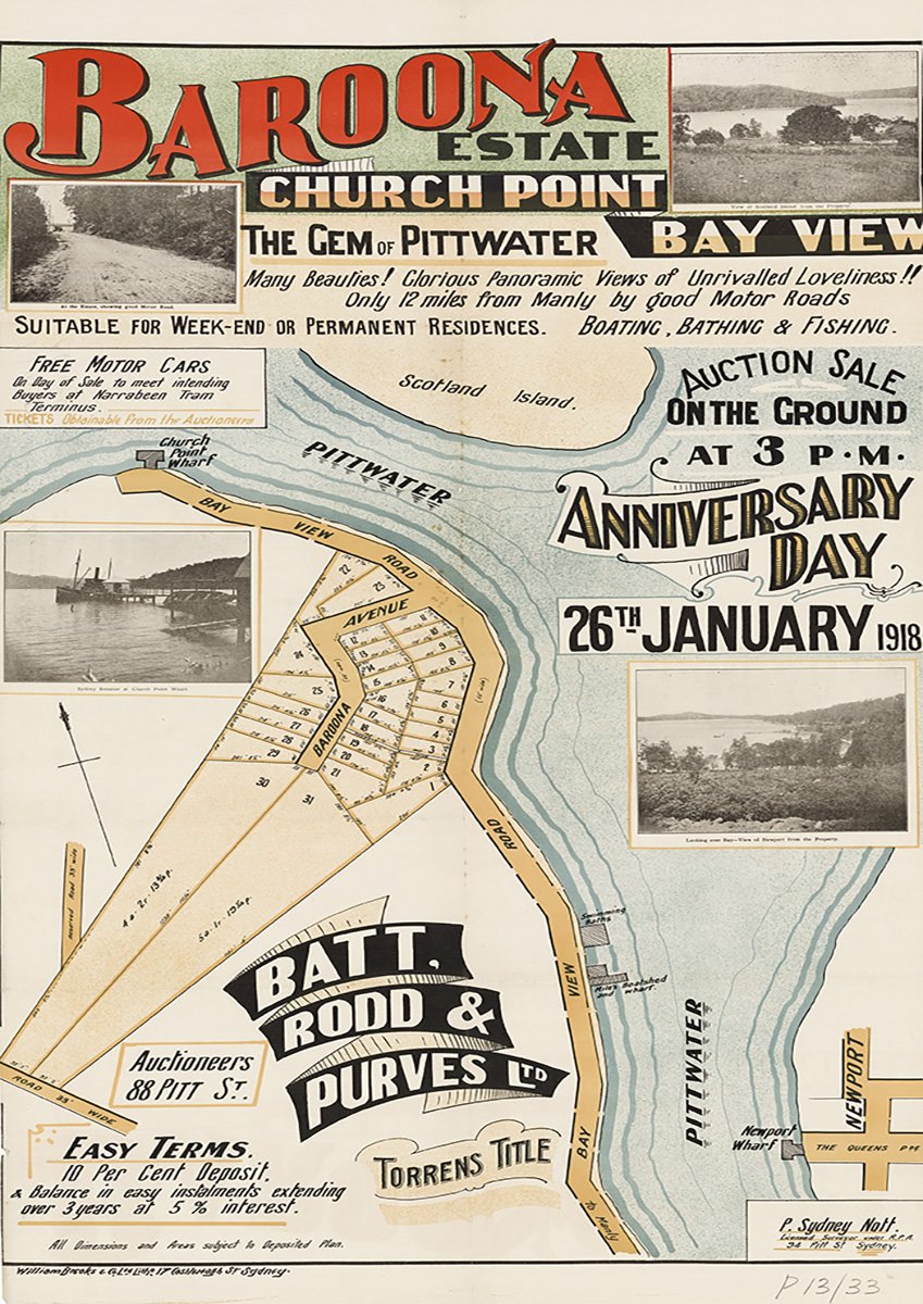 Baroona Ave, Baroona Rd, Bay View Rd, Eastview Rd, Pittwater Rd, Church Point NSW 1918