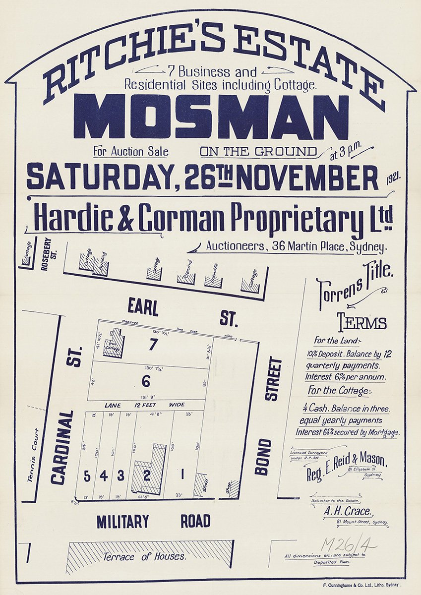 Earl St, Cardinal St, Military Rd, Bond St, Mosman NSW 1921