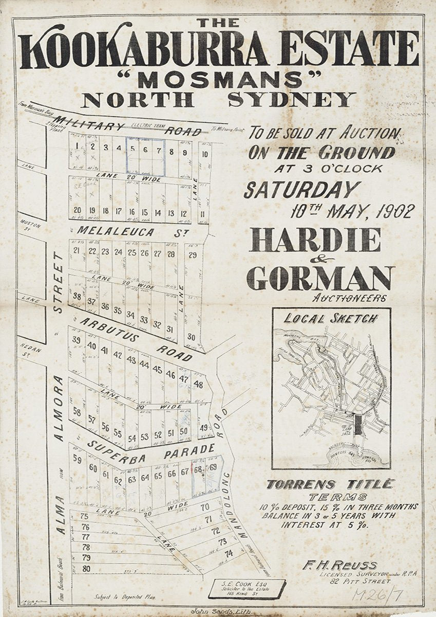 Military Rd, Alma St, Almora St, Melaleuca St, Arbutus Rd, Superba Pde, Mandolong Rd, Almora Ln, Muston St, Ritchie Ln, Redan St, Mosman NSW 1902