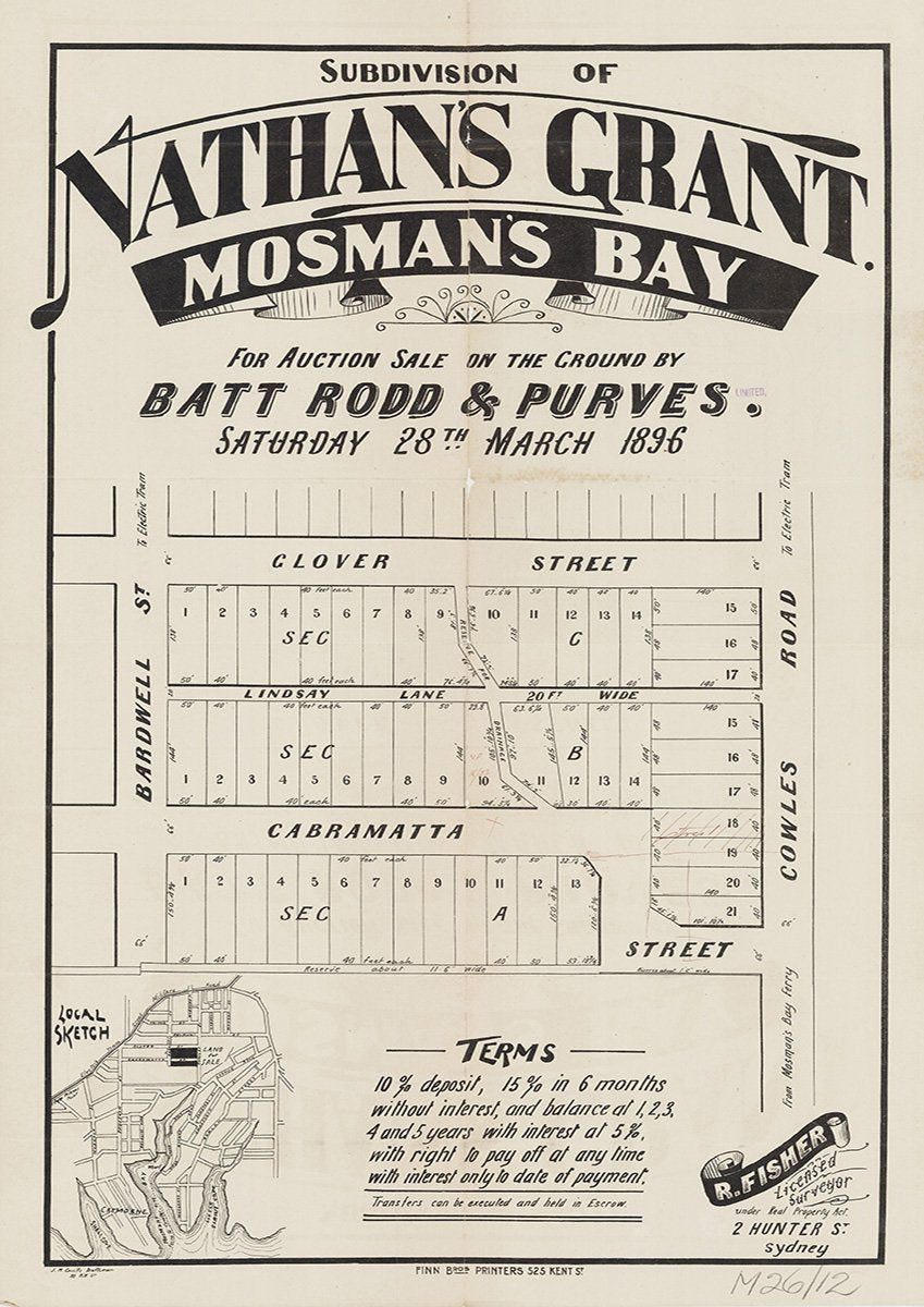 Bardwell St, Glover St, Cabramatta St, Cowles Rd, Lindsay Ln, Mosman NSW 1896