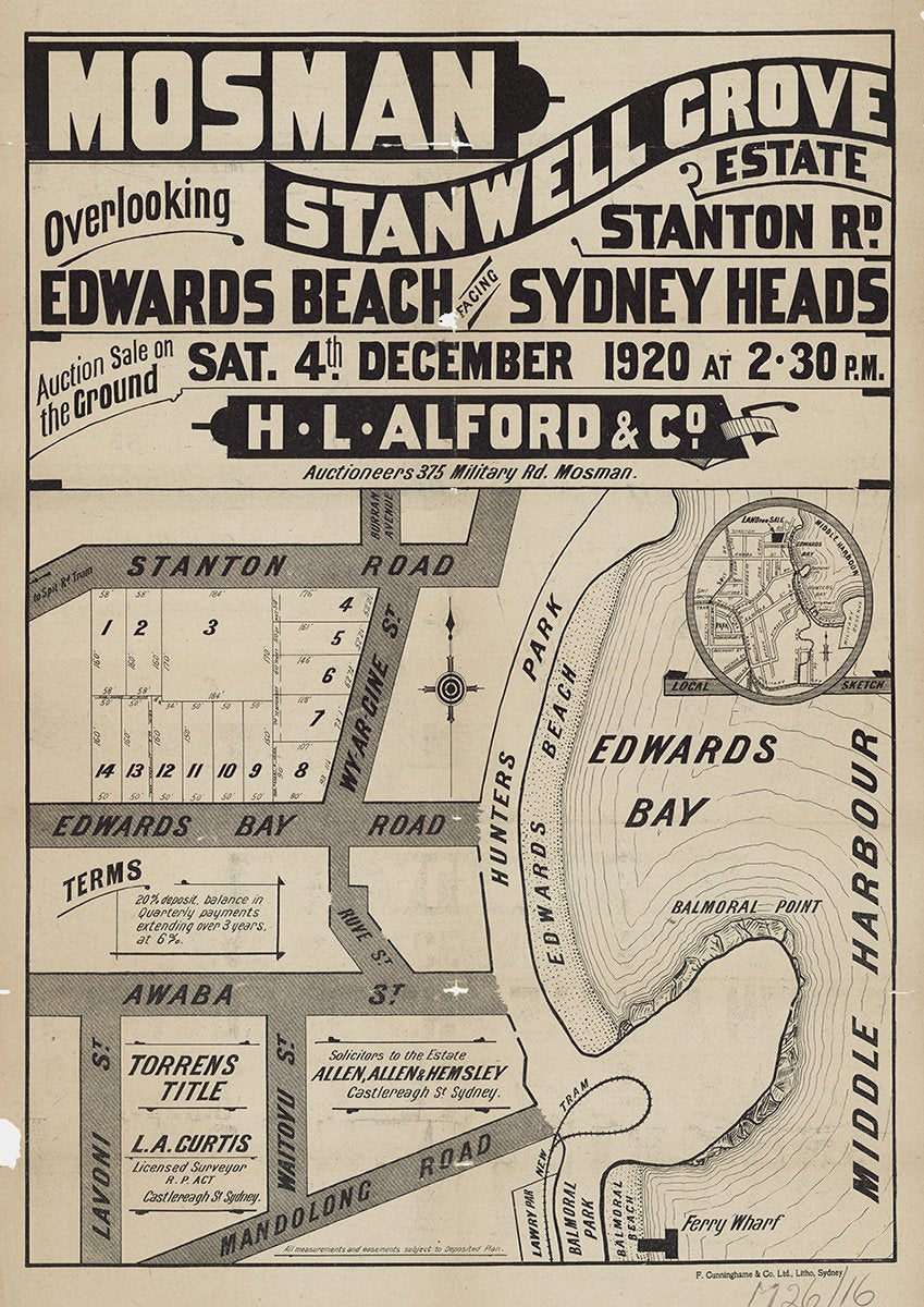 Stanton Rd, Wy-ar-gine St, Edwards Bay Rd, Awaba St, Rove St, Watoyu St, Lavoni St, Mandolong Rd, Burran Ave, Mosman NSW 1920