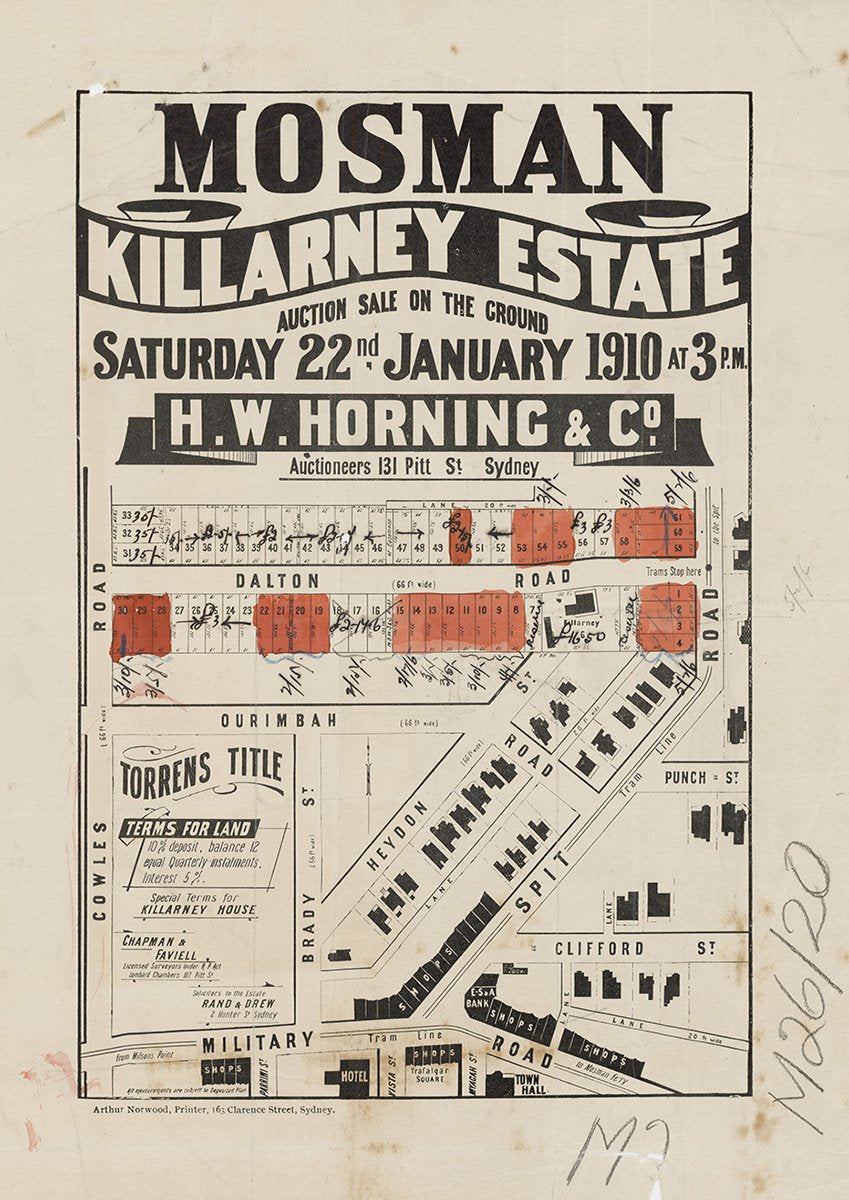 Cowles Rd, Military Rd, Spit Rd, Dalton Rd, Ourimbah Rd, Heydon St, Brady St, Clifford St, Punch St, Vista St, Myagah St, Mosman NSW 1910