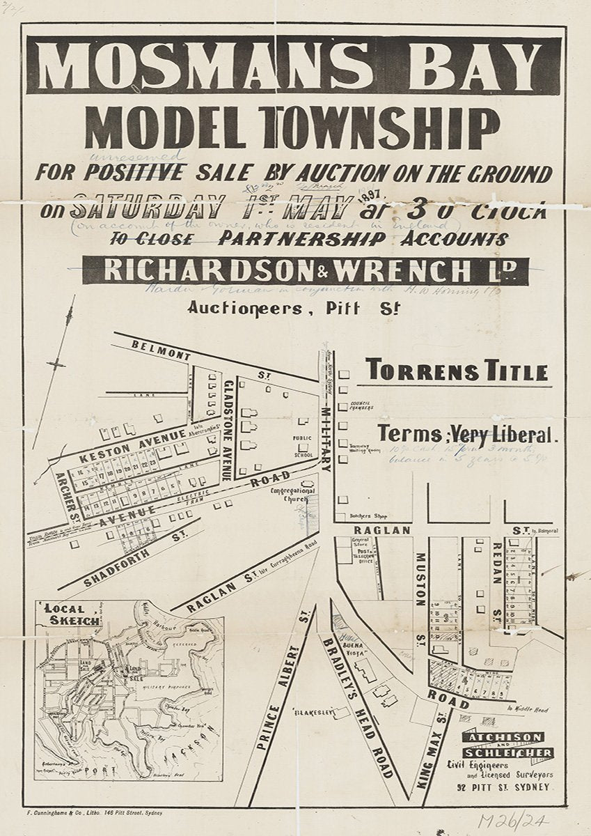 Belmont St, Military Rd, King Max St, Bradley's Head Rd, Prince Albert St, Raglan St, Shadforth St, Avenue Rd, Gladstone Ave, Keston Ave Muston St, Redan St, Mosman NSW 1897