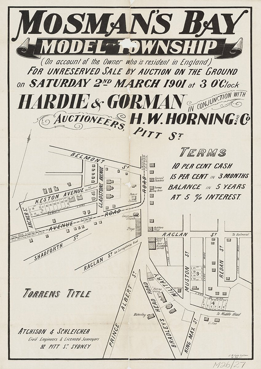 Belmont St, Military Rd, King Max St, Bradley's Head Rd, Prince Albert St, Raglan St, Shadforth St, Avenue Rd, Gladstone Ave, Keston Ave, Archer St, Muston St, Redan St, Mosman NSW 1901