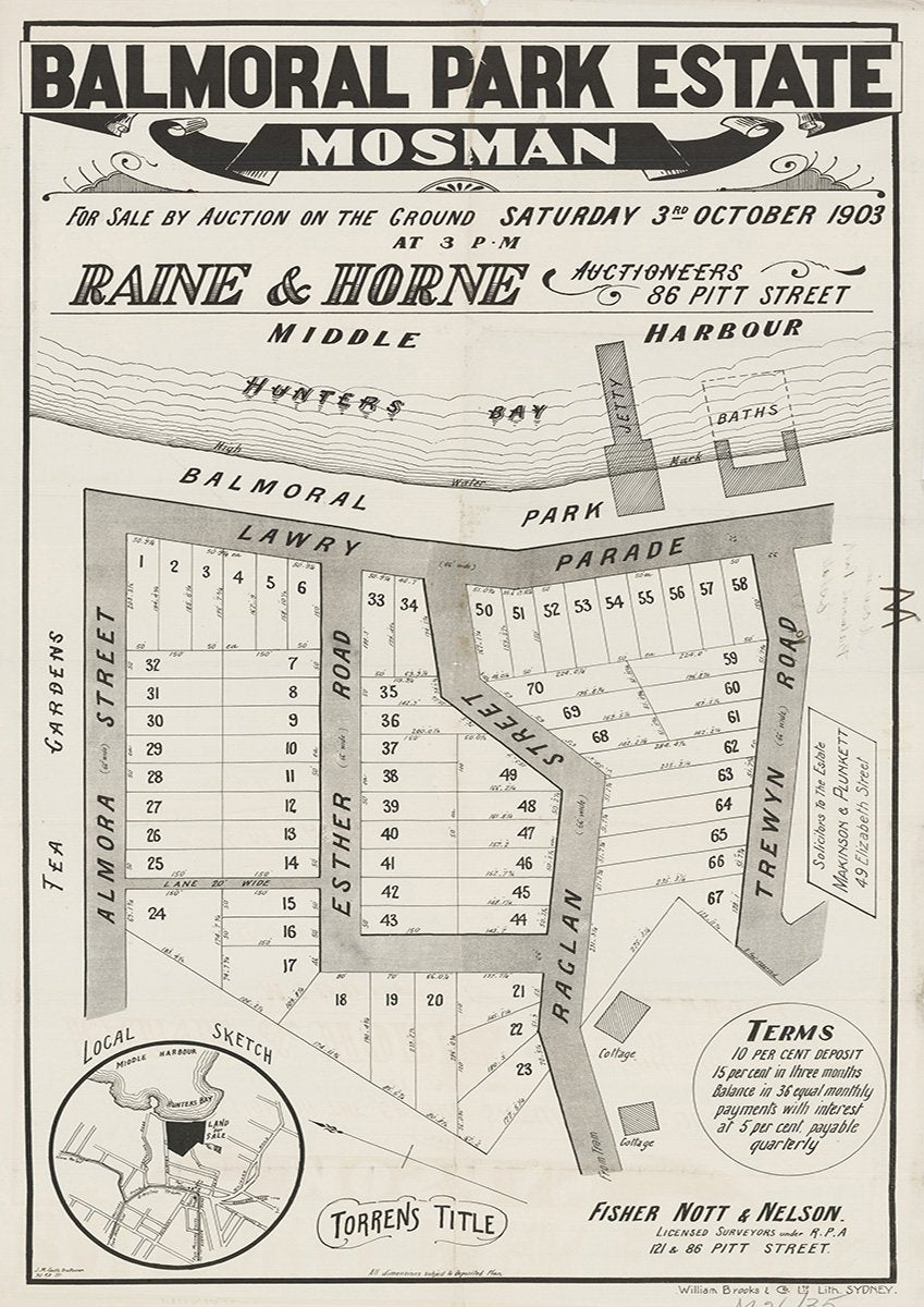 Lawry Pde, Almora St, Esther Rd, Raglan St, Trewyn Rd, The Esplanade, Botanic Rd, Mosman, Balmoral NSW 1903