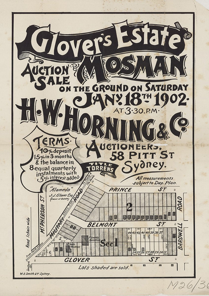 Military Rd, Glover St, Belmont St, Prince St, Bardwell Rd, McPherson St, Mosman NSW 1902