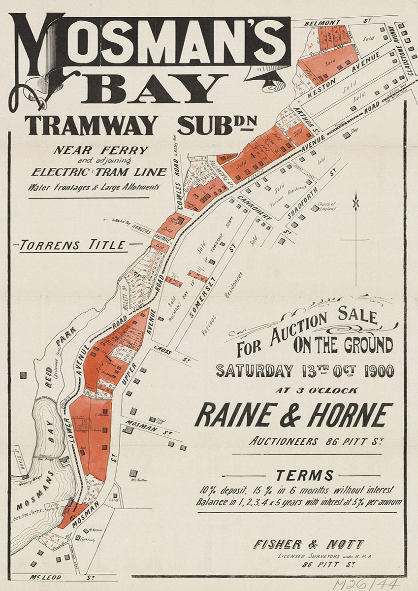 Mosman St, Upper Avenue Rd, Lower Avenue Rd, Cross St, Somerset St, Canrobert St, Cowles Rd, Keston Ave, Gladstone Ave, Belmont St, Avenue Rd, McLeod St, Arthur St, Ballantyne Rd, Shadforth St, Mosman NSW 1900