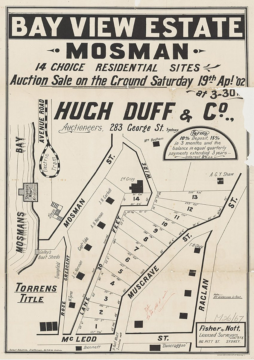 Avenue Rd, Mosman St, Rose Crescent, McLeod St, Raglan St, Musgrave St, Badham Ave, Trumfield Ln, Mosman NSW 1902