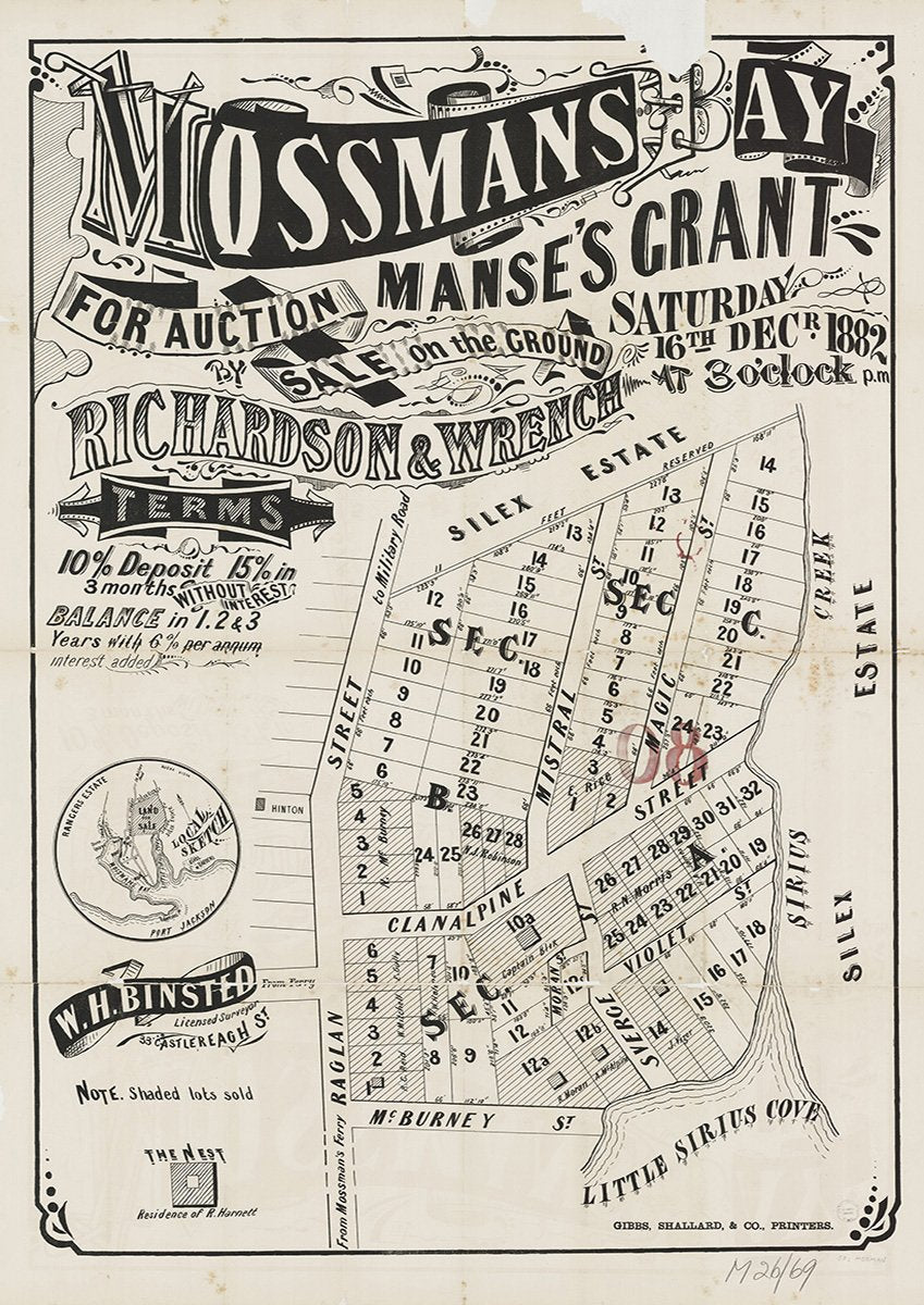 Raglan St, McBurney St, Violet St, Clanalpine St, Mistral St, Sverge St, Sirius Ave, Mosman NSW 1882