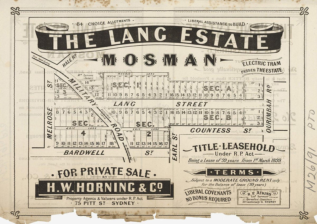 Melrose St, Bardwell St, Earl St, Countess St, Ourimbah Rd, Lang St, Military Rd, Hale Rd, Mosman NSW 1899