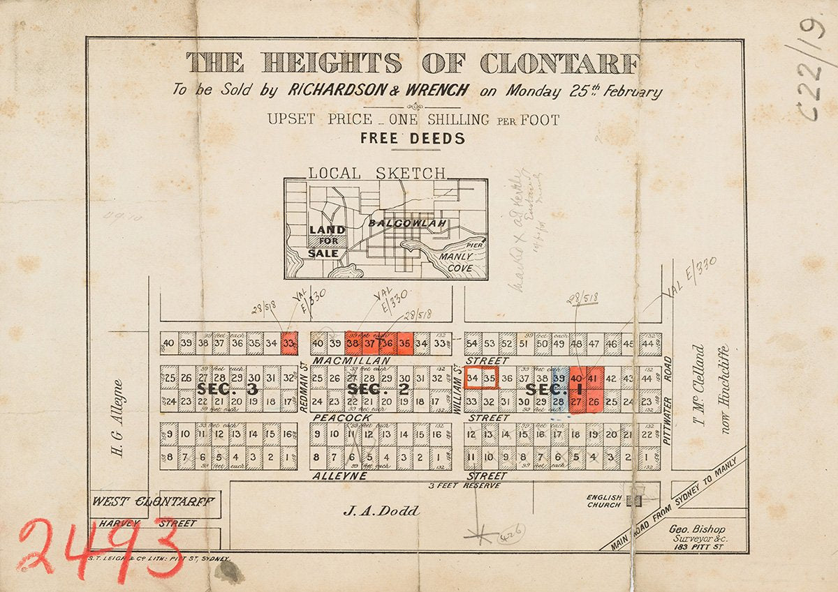 MacMillan St, Peacock St, Alleyne St, Pittwater Rd, William St, Redman St, Harvey St, Seaforth NSW