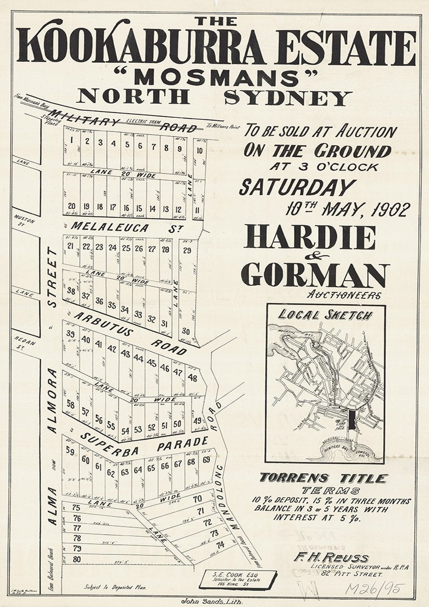 Military Rd, Alma St, Almora St, Melaleuca St, Arbutus Rd, Superba Pde, Mandolong Rd, Muston St, Redan St, Mosman NSW 1902