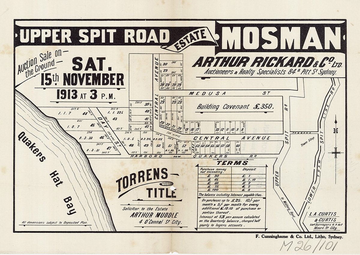 Day St, Harbord Quakers Ave, Upper Spit Rd, Lower Spit Rd, Medusa St, Central Ave, Quakers Rd, Mosman NSW 1913