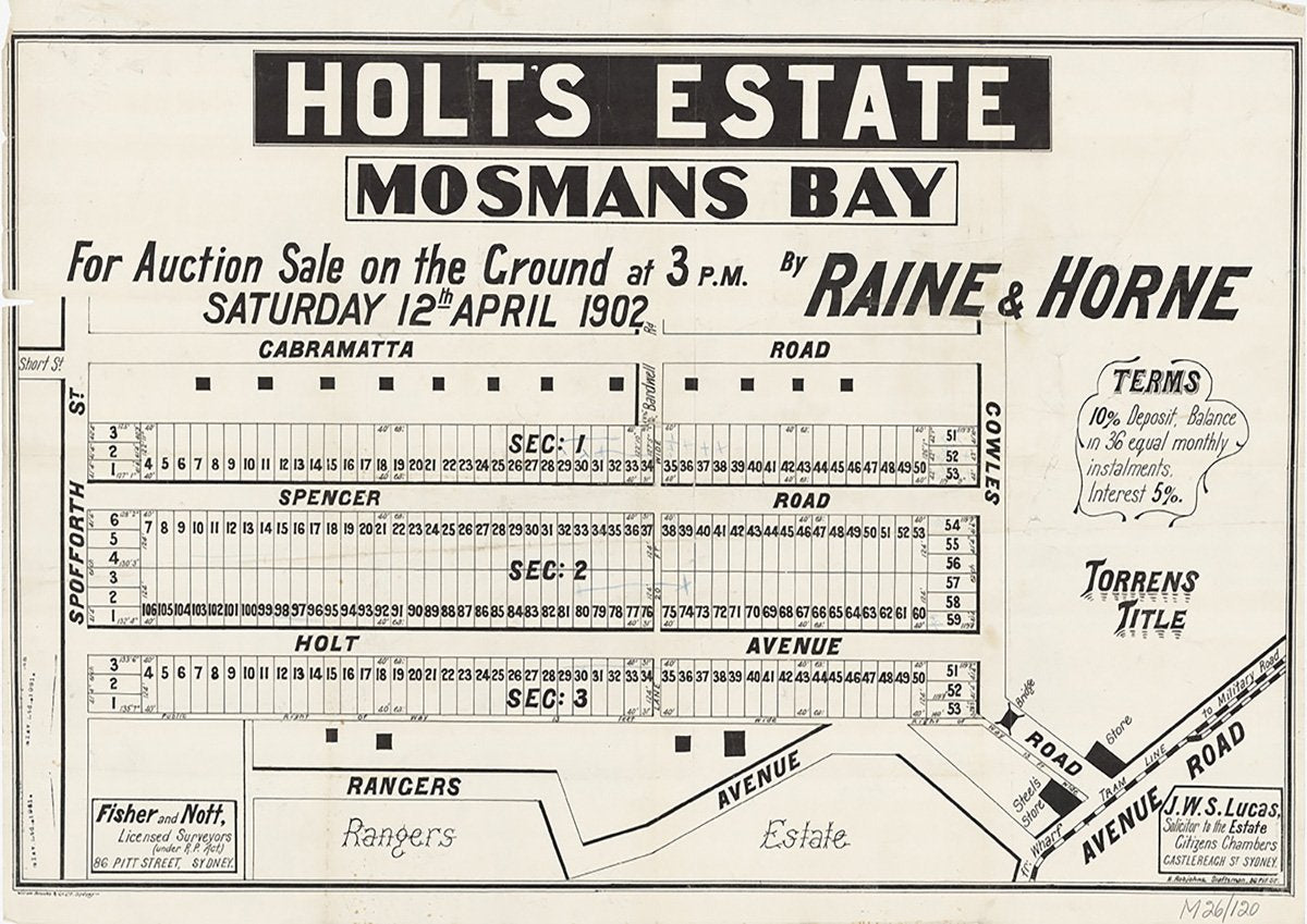 Spofforth St, Cabramatta Rd, Spencer Rd, Holt Ave, Rangers Ave, Cowles Rd, Avenue Rd, Mosman NSW 1902