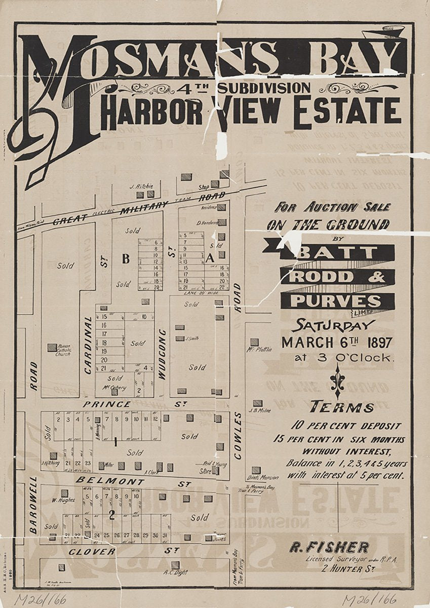 Bardwell Rd, Glover St, Belmont St, Prince St, Cardinal St, Wudgong St, Great Military Rd, Cowles Rd, Mosman NSW 1897