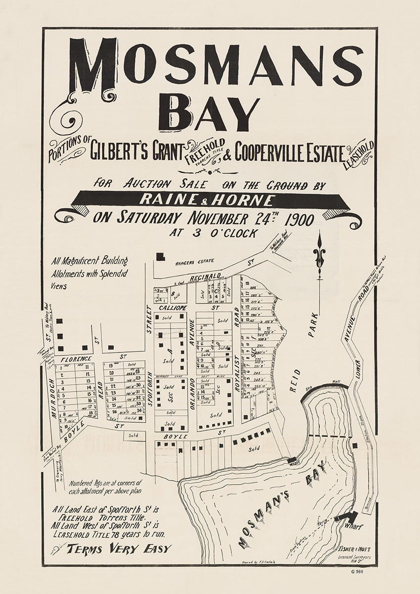 Florence St, Murdoch St, Boyle St, Royalist Rd, Orlando Ave, Spofforth St, Reginald St, Calliope St, Lower Avenue Rd, Mosman NSW 1900