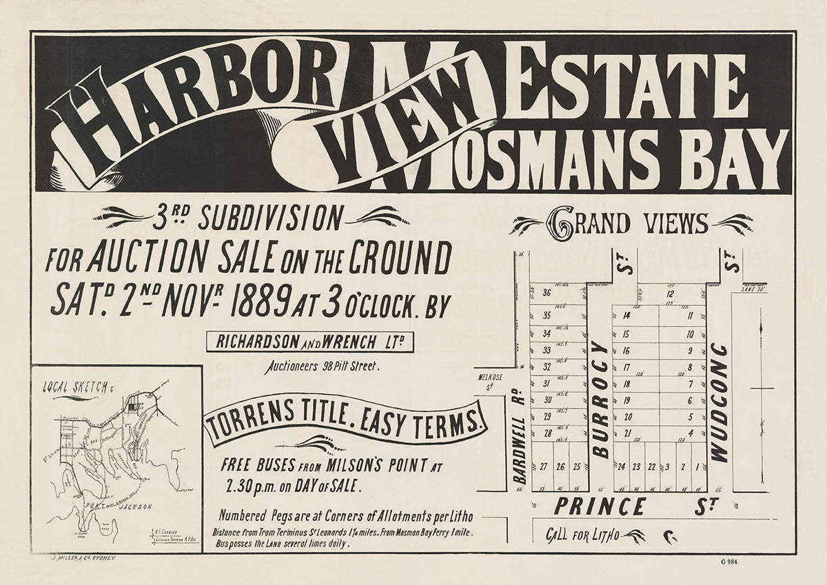 Bardwell Rd, Burrogy St, Wudgong St, Prince St, Melrose St, Mosman NSW 1889