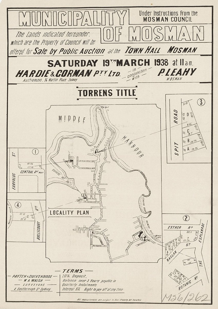 Central Ave, Bullecourt Ave, Spit Rd, Euryalius St, Esther Rd, Raglan St, Botanic Rd, The Esplanade, Medusa St, Myggan Rd, Mosman NSW 1938