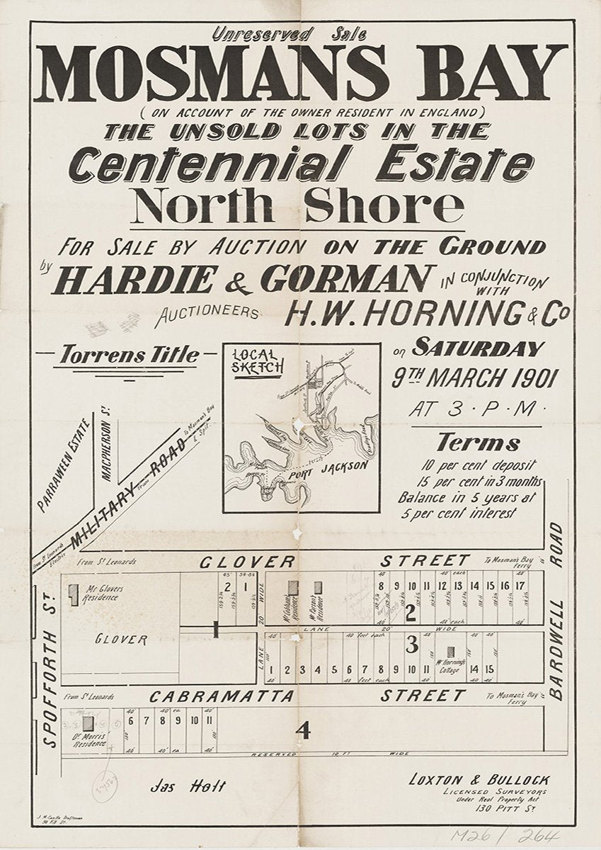 Macpherson St, Military Rd, Spofforth St, Cabramatta Rd, Glover St, Bardwell Rd, Mosman NSW 1901