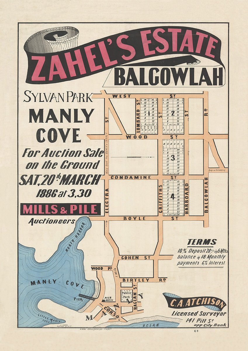 Harboard St, West St, Lombard St, Boyle St, Griffiths St, Woodland St, Lodge St, Wood St, Condamine St, Cohen St, Birtley Rd, Raglan St, The Corso, Electra St, Balgowlah Rd, Lodge St, Birkley Rd, Balgowlah NSW 1886